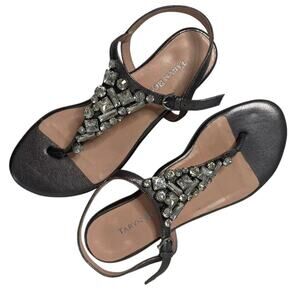 Taryn‎ Rose Cushioned Embellished Rhinestones Ibsen Sandals Pewter Size 6